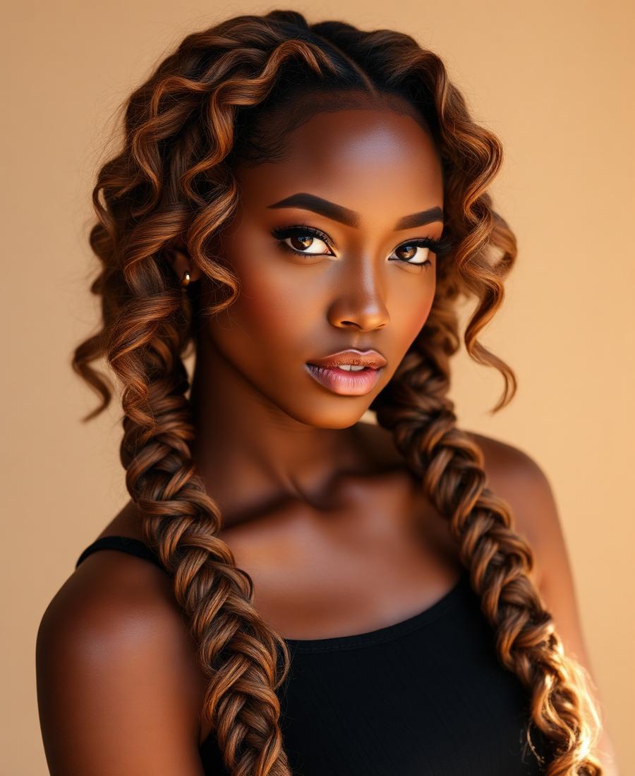 Boho braids with soft curly ends